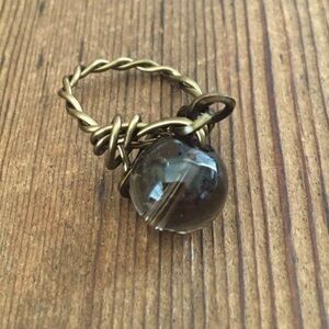 Ladies Smoky Quartz handmade wire-wrap sz. 6.5 ring. Unique & well-made!